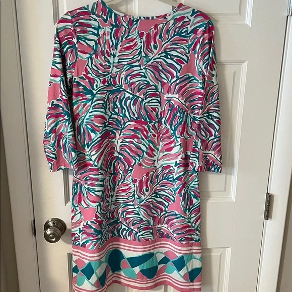 JEAN-PIERRE KLIFA Daphne Midi Shift Dress Pink Garden stretch Size small - Picture 8 of 10